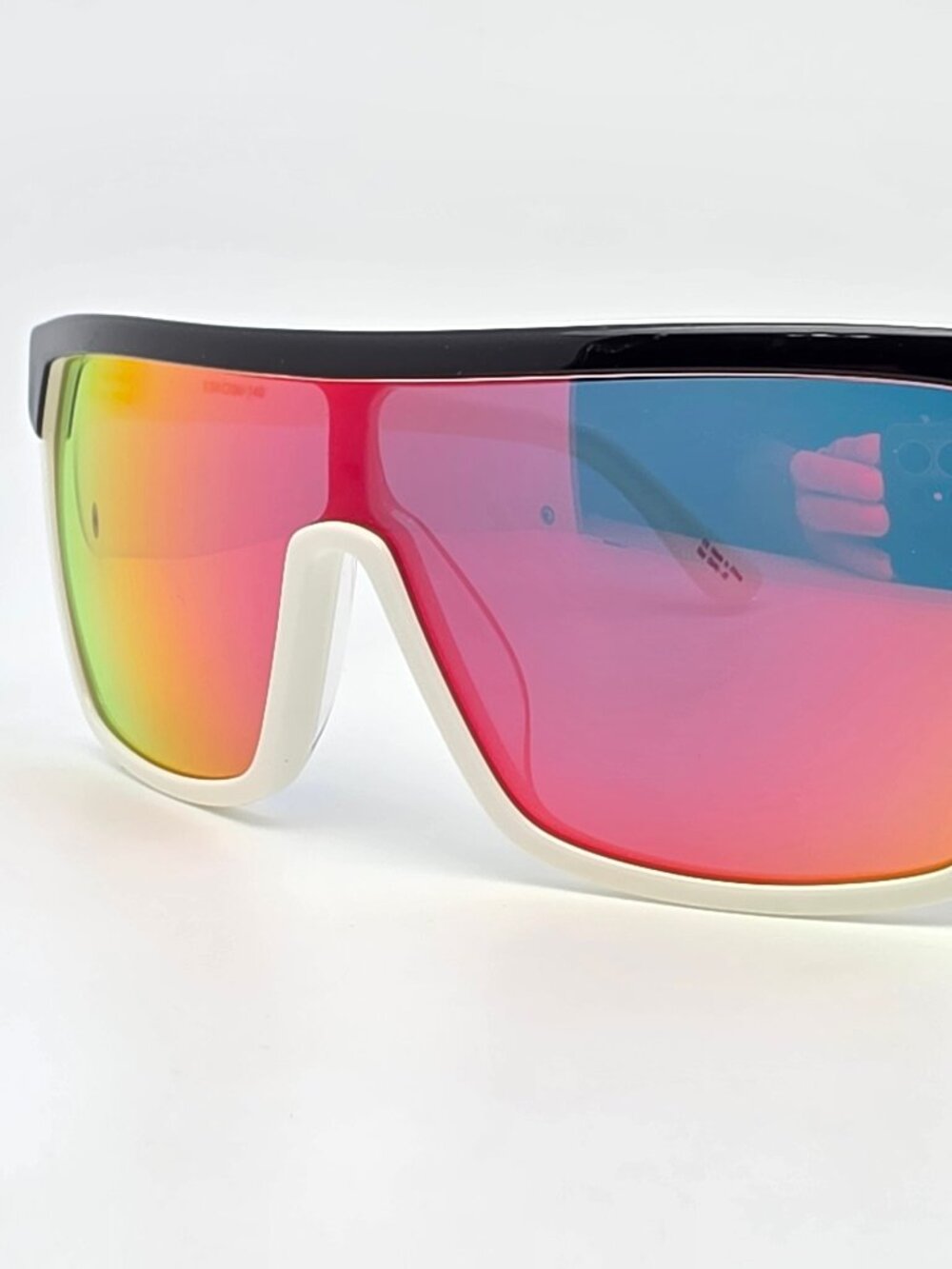 Spy Optic Flynn White Black Frame Red Spectra Mirror Lens Shield Sunglasses